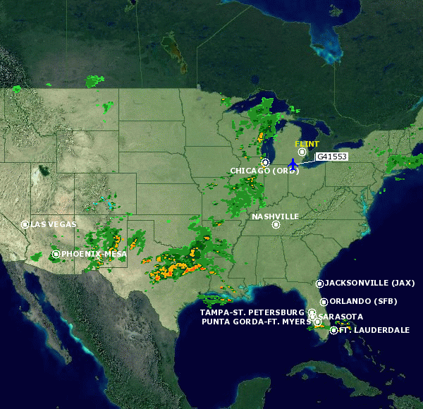 Map of Current Flight Traffic for FNT1